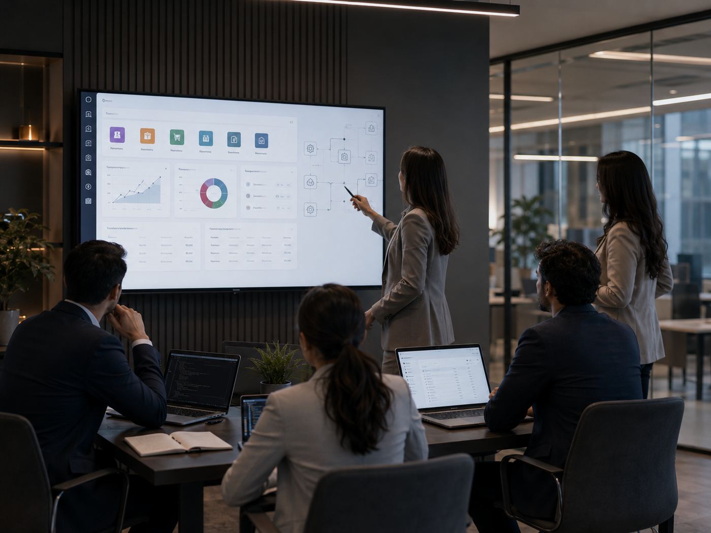 Team reviewing an Odoo dashboard